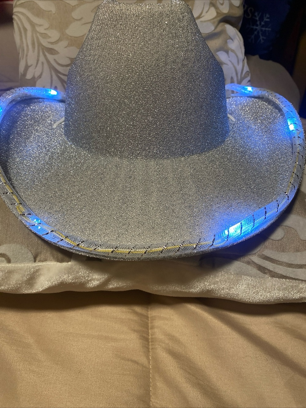 Silver Glitter LED Cowboy Hat - Women's Fashion Accessory